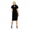 Brief Short Sleeve Plunge Neck High-low Hem Women Dress