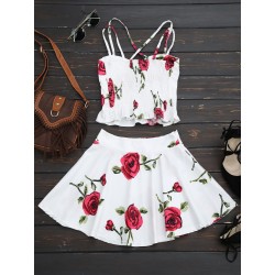 Floral Print Padded Bralet and Mini Skirt