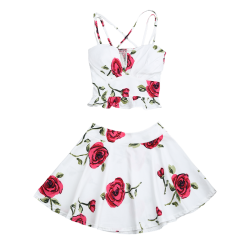 Floral Print Padded Bralet and Mini Skirt