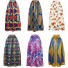 New Women Skirt African Print Ankara Dashiki Bohemian High Waist Pleated A-Line Maxi Flare Skirt