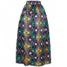 New Women Skirt African Print Ankara Dashiki Bohemian High Waist Pleated A-Line Maxi Flare Skirt