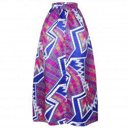 New Women Skirt African Print Ankara Dashiki Bohemian High Waist Pleated A-Line Maxi Flare Skirt