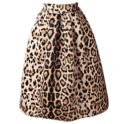 High Waist Zippered Leopard...