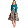 High Waist Zippered Leopard A-Line Ball Gown Skirt for Women