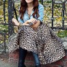 High Waist Zippered Leopard A-Line Ball Gown Skirt for Women