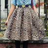 High Waist Zippered Leopard A-Line Ball Gown Skirt for Women