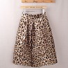 High Waist Zippered Leopard A-Line Ball Gown Skirt for Women