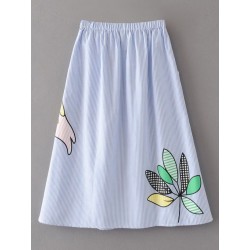 Patched Stripes A-Line Skirt