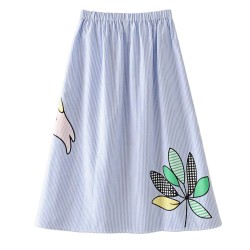 Patched Stripes A-Line Skirt