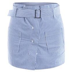 Striped Belted Skorts with Pockets