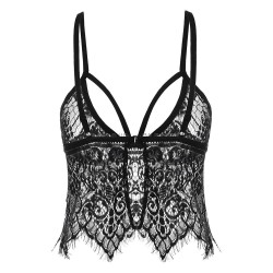 Lace See Thru Strappy Lingerie Bra