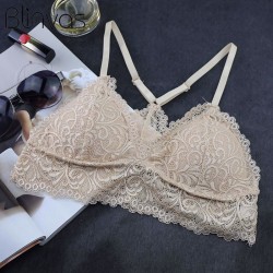 One-Size Thin Cotton Lace Edge Adjustable Y-Line Straps None Closure Sexy Wire Free Bras Breathable Bottoming Tube Top for Women