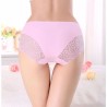 M/L/XL Size Solid Color Ice Silk One-Piece Seamless Lace Edge Sexy Mid-Waist Female Underpants Briefs