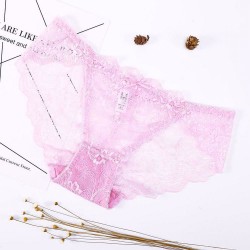 M/L Size Solid Color Super Sexy Hollow Out Perspective Lace Low Waist Breathable Female Underpants Briefs Thong