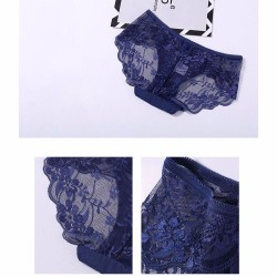 M/L/XL Size Solid Color Pure Cotton Crotch Seamless Sexy Lace Low Waist Breathable Women Underpants