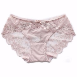 M/L/XL Size Solid Color Pure Cotton Crotch Seamless Sexy Lace Low Waist Breathable Women Underpants