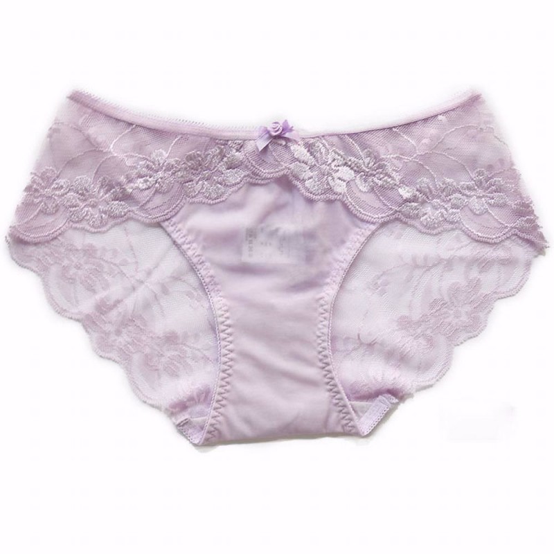 M/L/XL Size Solid Color Pure Cotton Crotch Seamless Sexy Lace Low Waist Breathable Women Underpants