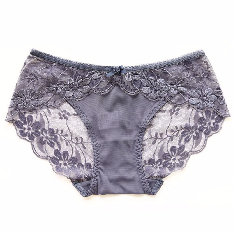 M/L/XL Size Solid Color Pure Cotton Crotch Seamless Sexy Lace Low Waist Breathable Women Underpants