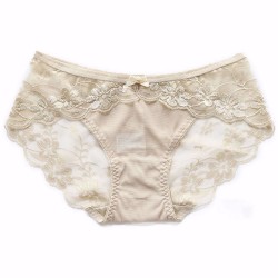 M/L/XL Size Solid Color Pure Cotton Crotch Seamless Sexy Lace Low Waist Breathable Women Underpants