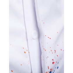 Colorful Splatter Paint Pattern Turndown Collar Long Sleeve Shirt