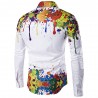 Colorful Splatter Paint Pattern Turndown Collar Long Sleeve Shirt