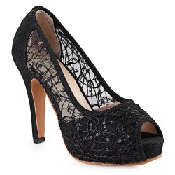 Sexy Open Toe Lace Decoration Hollow Out Ladies High Heel Shoes