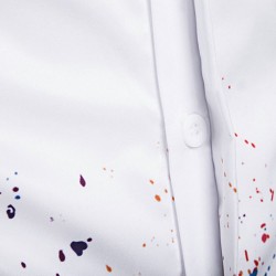 Colorful Splatter Paint Pattern Turndown Collar Long Sleeve Shirt