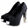 Sexy Spring Autumn Ladies Solid Color Fish Mouth Thick High Heel Shoes