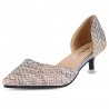 Weaving Pattern Printed Pointed Toe Ladies Low Heel Shoes