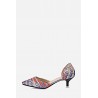 Weaving Pattern Printed Pointed Toe Ladies Low Heel Shoes