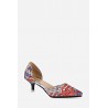 Weaving Pattern Printed Pointed Toe Ladies Low Heel Shoes