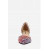 Weaving Pattern Printed Pointed Toe Ladies Low Heel Shoes