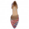 Weaving Pattern Printed Pointed Toe Ladies Low Heel Shoes