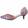 Weaving Pattern Printed Pointed Toe Ladies Low Heel Shoes