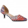 Weaving Pattern Printed Pointed Toe Ladies Low Heel Shoes