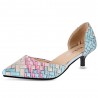 Weaving Pattern Printed Pointed Toe Ladies Low Heel Shoes