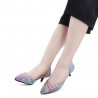 Weaving Pattern Printed Pointed Toe Ladies Low Heel Shoes