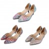 Weaving Pattern Printed Pointed Toe Ladies Low Heel Shoes